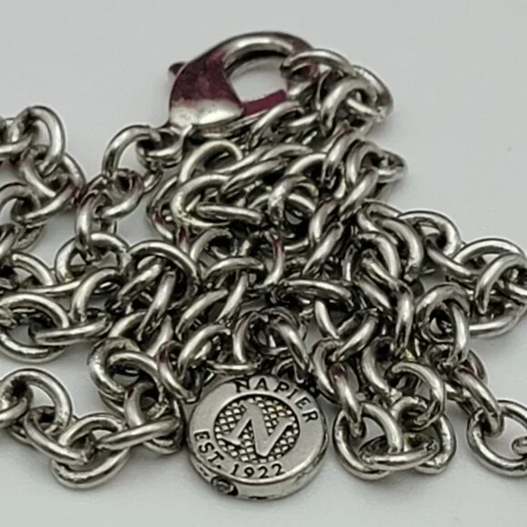 Napier Silver Tone Green Enamel Y-Drop Necklace Faux-Gem Art Deco 19" Adjustable - Picture 5 of 6